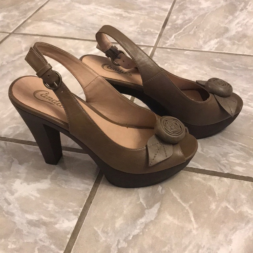 Rose tan platform heels candies